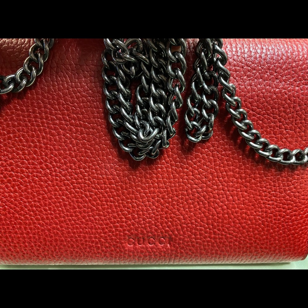 Gucci -REd Dionysus leather chain bag - Picture 4 of 5